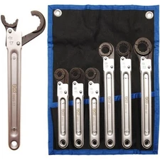 Set Of 6 Ratchet Wrenches For Pipe Fittings - Code BGS8665 FBGS8665 BGS Offi