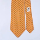 HERMES TIE 5579 MA Anchor on Orange Silk Necktie