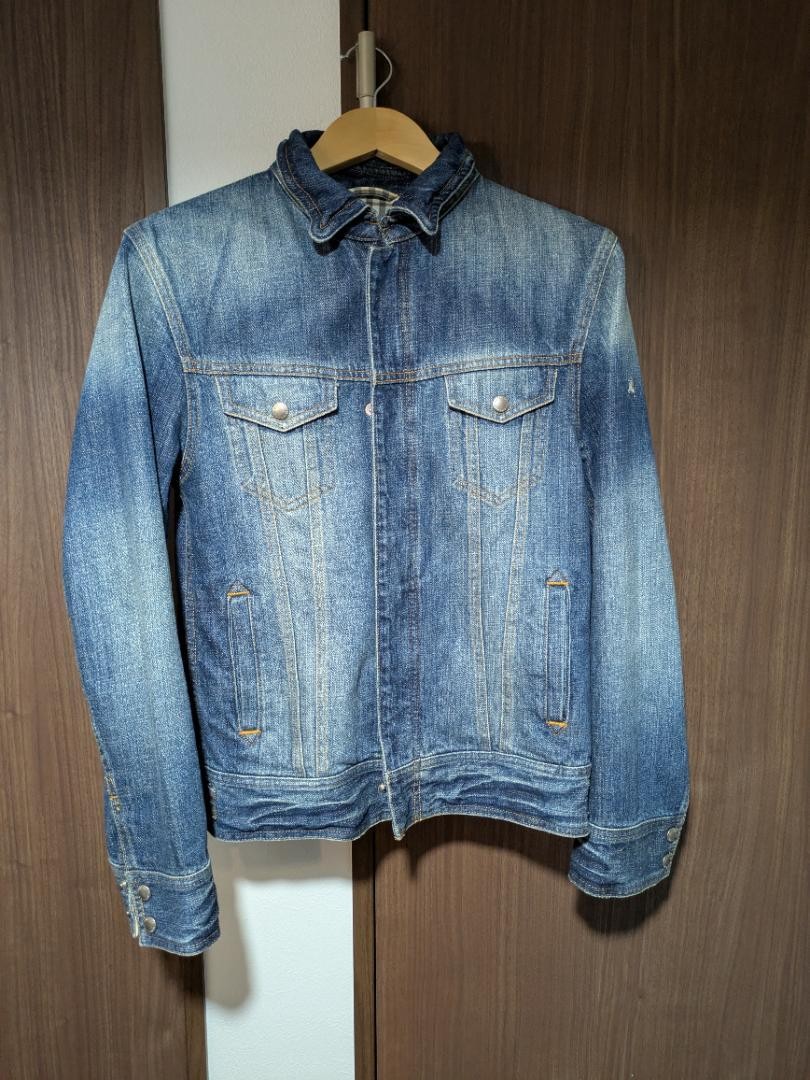 Burberry Black Label Denim Jacket Black Check Trim Mens US Size S
