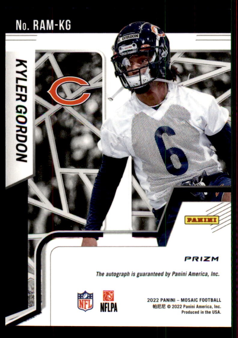 2022 Panini Mosaic #RAM-KG Kyler Gordon Rookie Autographs Mosaic