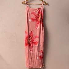 SHEIN NWOT Pink Tropical Floral Bodycon Midi/Maxi Dress Size S