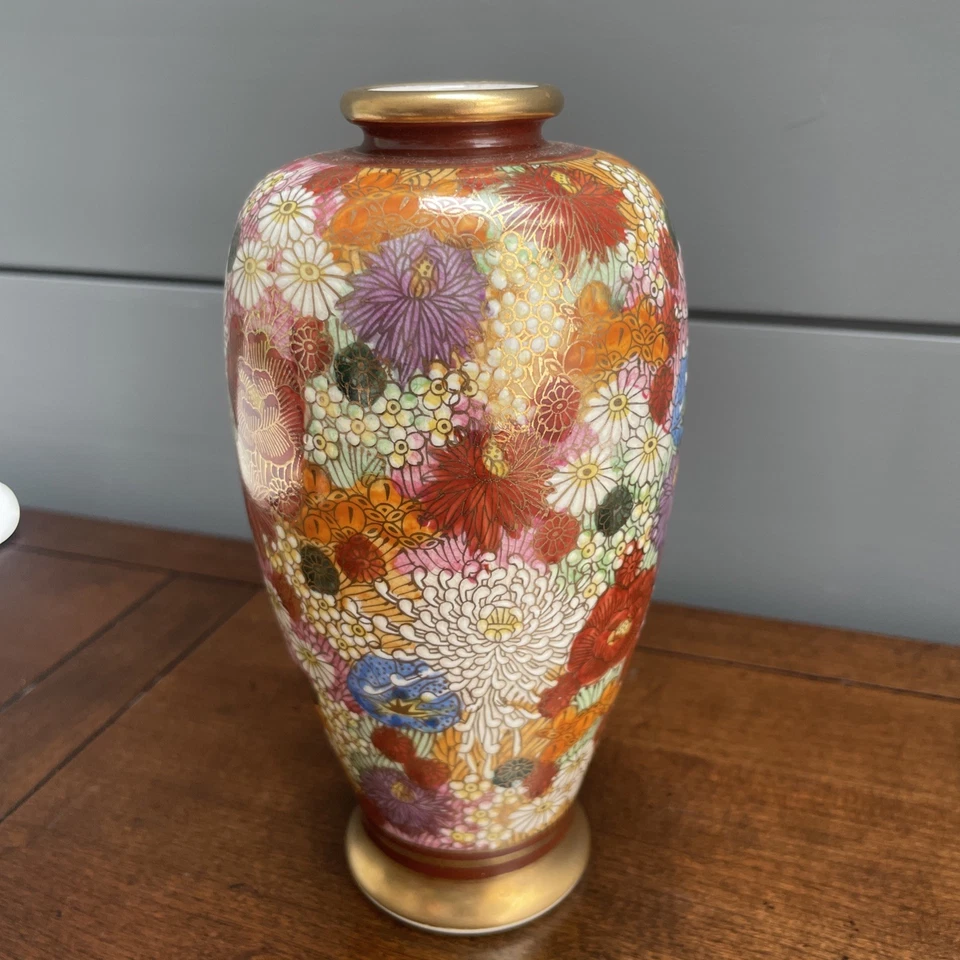 Antiguo Jarrón Japonés Satsuma Mil Flores Período Meiji Firmado ¡HERMOSO!! Foto 2 de 4