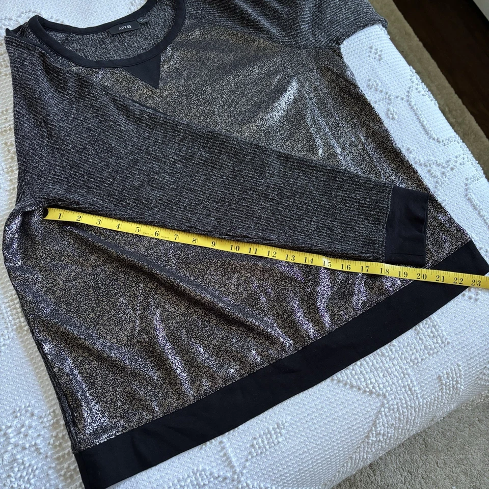 Apt. 9 Mujer Talla XL Negro y Gris Tejido y Punto Jersey Con Frente Brillante Foto 4 de 4