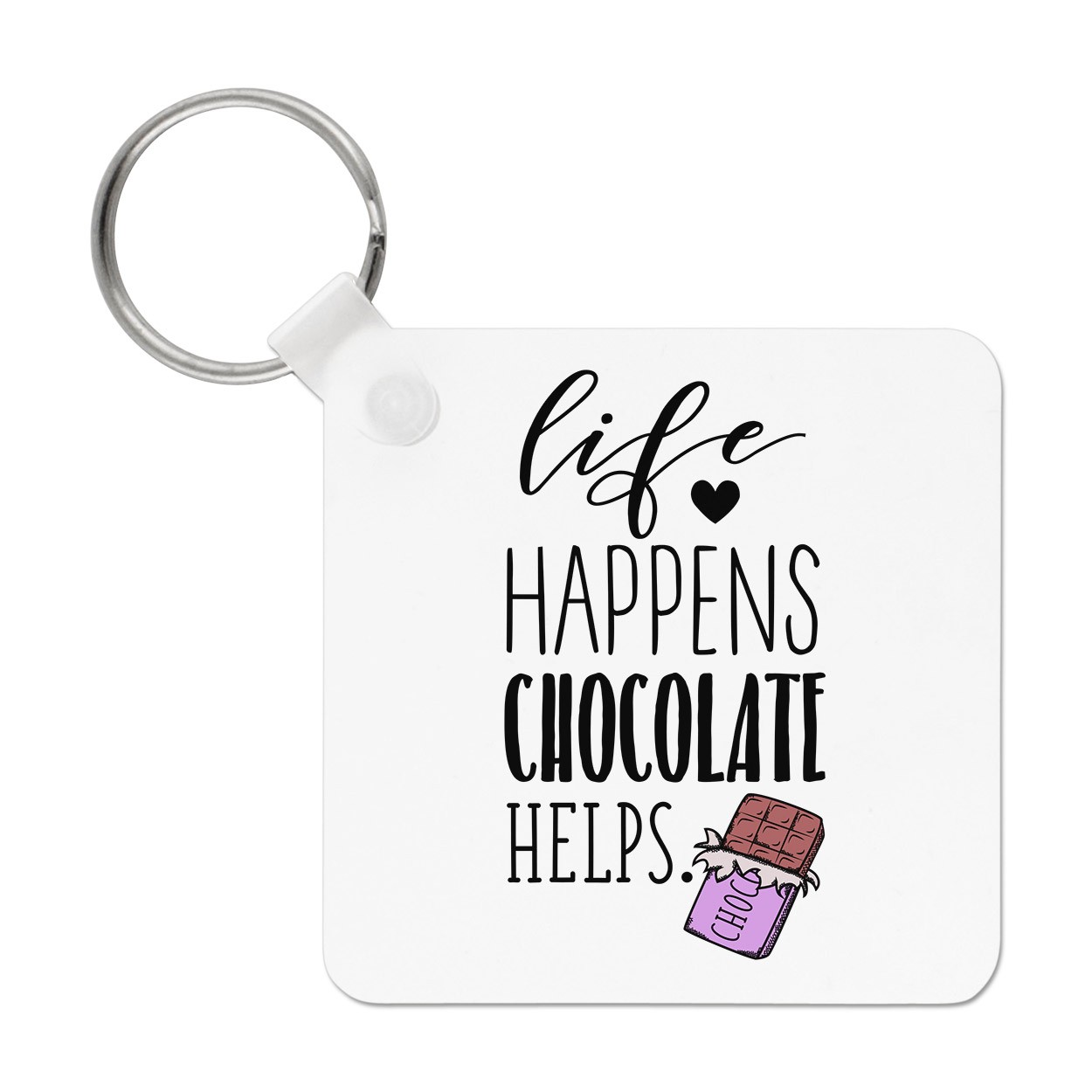 Life Happens Chocolate Helps Keyring Key Chain - Funny