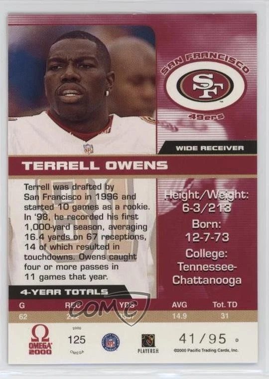 2000 Pacific Omega Terrell Owens #125 HOF - Image 2 of 2