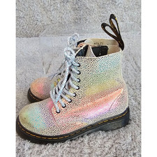 Doc Martens 1460 Toddler Girls Rainbow Iridescent Patent Leather Boots- Size 8