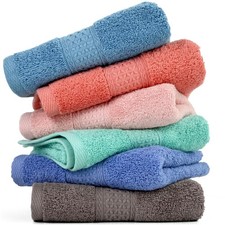 Cotton Hand Towel Set 6-Pack Ultra Soft Hand Towels with Assorted Colors 13 x...