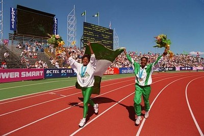 MARY ONYALI RIGHT CHRISTY OPARA OF NIGERIA FIRST SECOND IN THE 10 1994 Old Photo