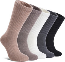 Merino Wool Hiking Socks for Women Medium Black/Dark Grey/White/ Khaki/Coffee