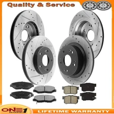 Front Rear Disc Brake Rotors + Ceramic Brake Pads for Honda Accord 2.4L 5 Lugs