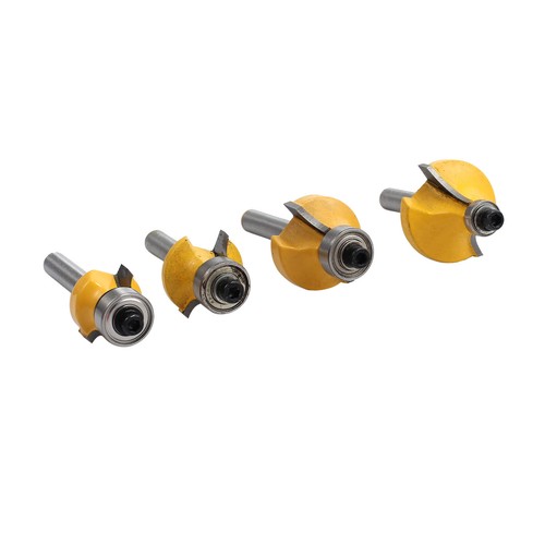 4X 1/4'' Shank Round Over Router Edging Bit Woodworking Tool Set Kits Alloy UK - Picture 5 of 11