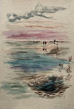 Acquerello Malerin Paula Spannknebel Piedi Am Mare Del Nord Spiaggia Mare #37