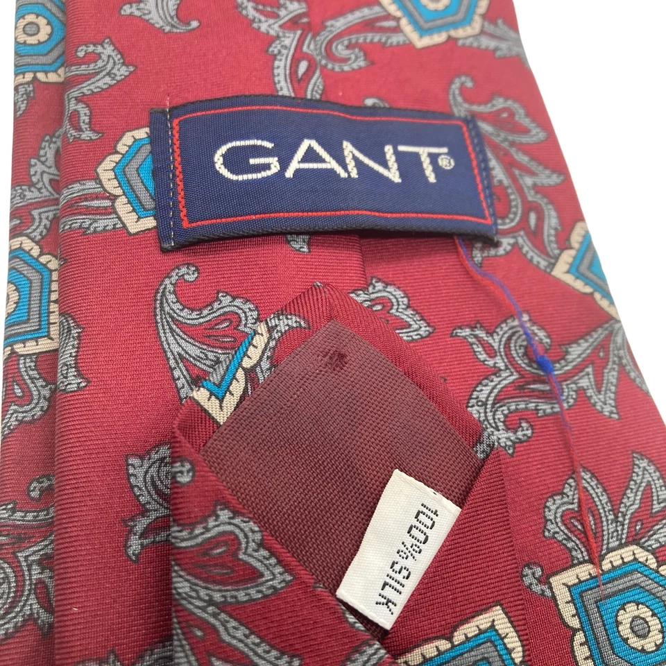 Corbata Gant Hombre 100% Seda Rojo Verde Patrón Novedad Foto 2 de 4
