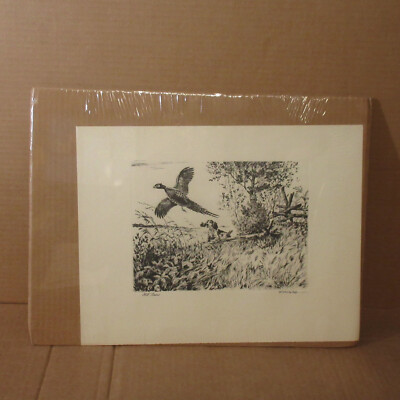 Fred McCaleb Old Timers Photogravure Repro Art Print Etching Pheasant Talio NOS