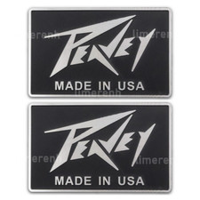 2 Piezas PEAVEY Aluminio Pegatina Logo Insignia Repuesto Pieza 80mm(3.14" X50mm(1.96"