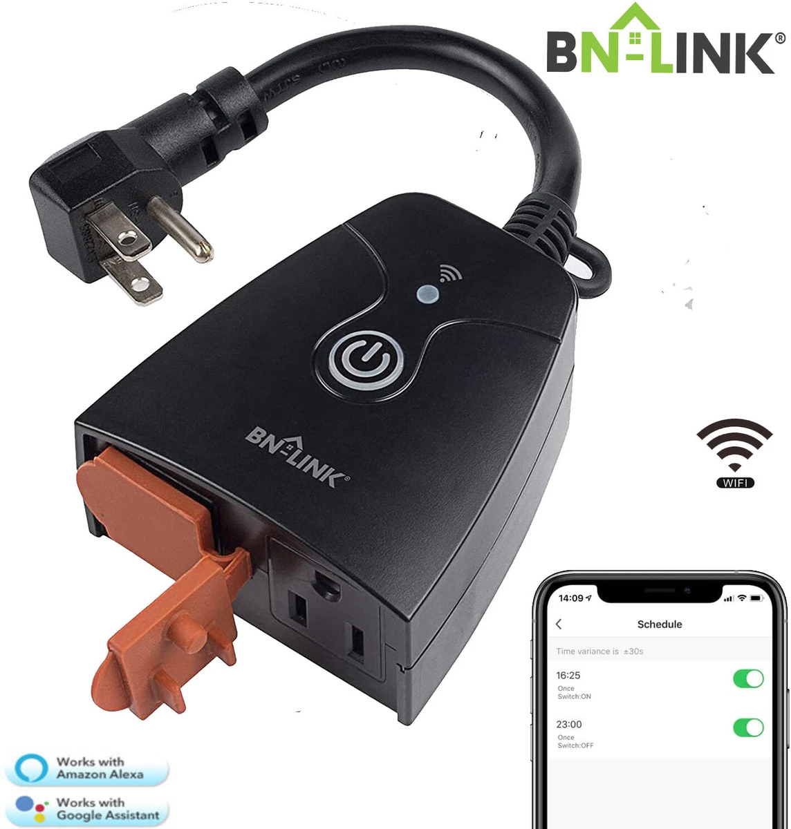 BN-LINK Outdoor Dual Smart WiFi Plug Compatible with Alexa and Google  Assistant