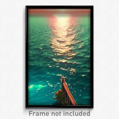 Pixel Art Poster - Vivid Sea (8 Bit Psychedelic Trippy Weird Video Game Print)