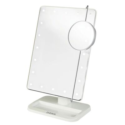 8''x11'' Lighted Vanity Mirror 10X Spot Magnifier White Rectangular JS811W