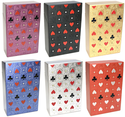 2ct Eclipse Hearts & Clubs Hard Plastic Crushproof Cigarette Case, Kings 3116M22
