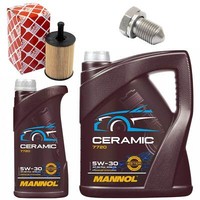 MotoröL Filter Set Mannol 5W-30 Ceramic 6 Liter + Schraube FüR Vw Transporter V