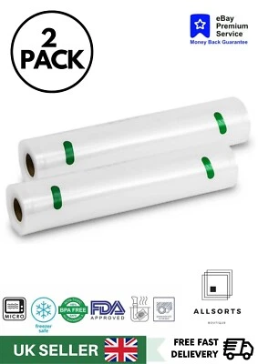 ALLSORTS Textured Vacuum Food Sealer Rolls 2 Pack 20cm x 600 cm Storage (Total 12 meters)