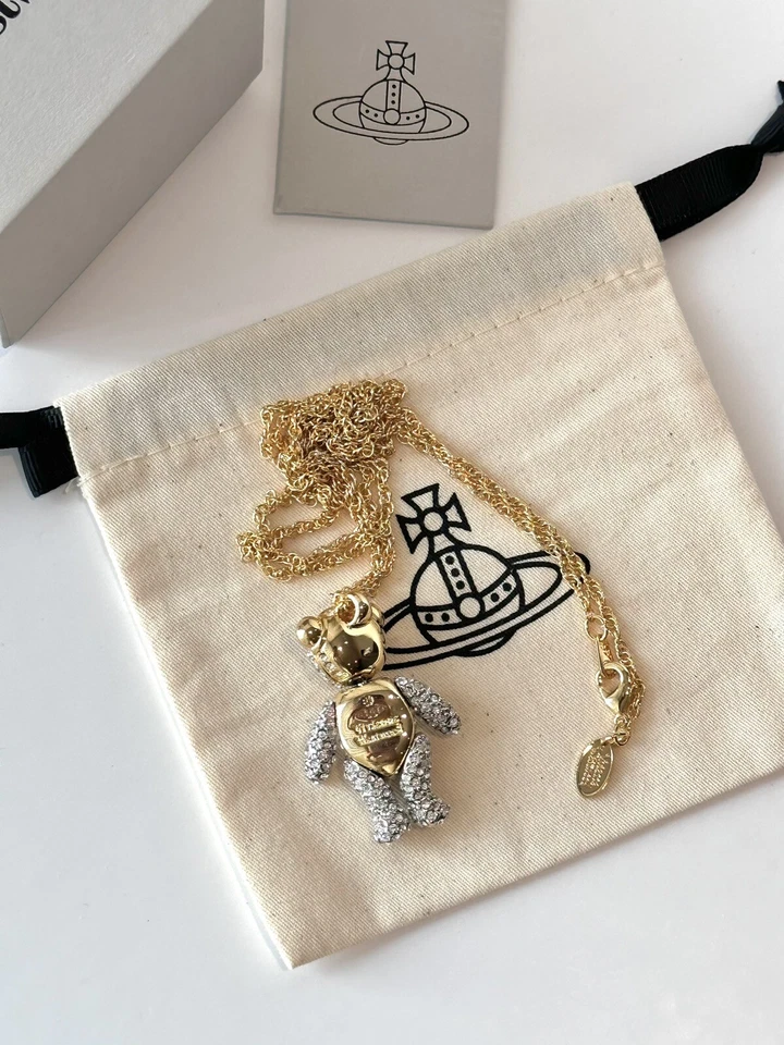 Vivienne Westwood Gold Tone Teddy Bear Orb Necklace BOXED - Image 3 of 4