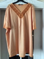 *Nuovo* Top Ulla Popken arancione taglia 16/18 bordo in pizzo scollo a V cotone tinto