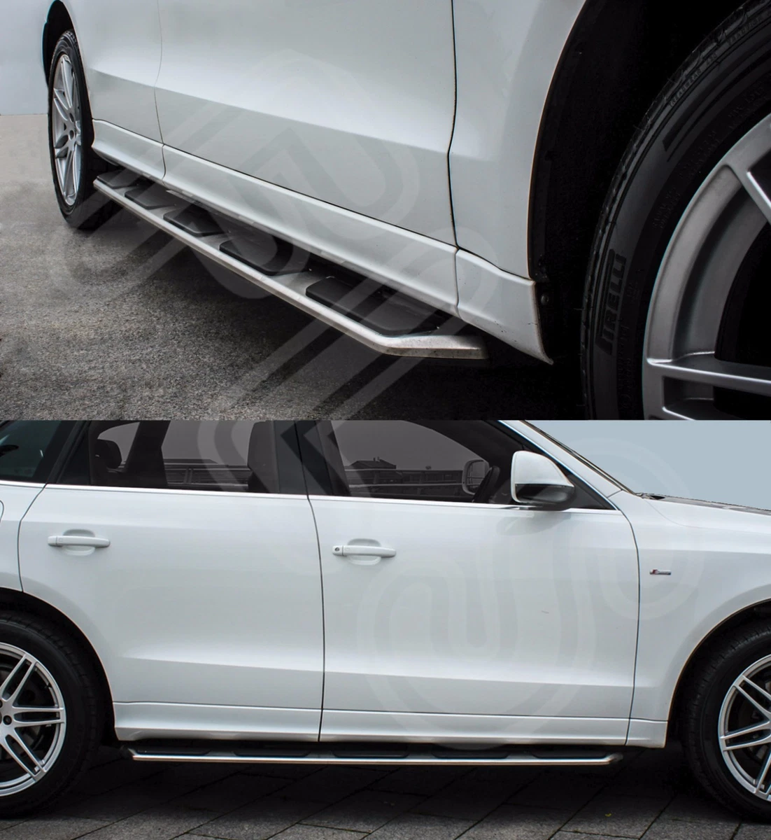 AUDI Q5 08 16 8R BRUSHED STEEL SIDE STEPS BARS BOARDS 100 OEM STYLE FIT