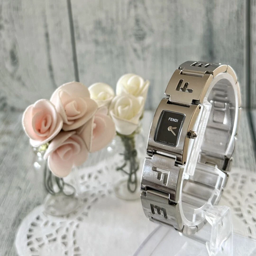 Orologio Fendi 3150L Analogico Quarzo Donna Raro Nero Argento Vintage 502539704