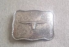 Nocona Belt Co Long Horn Belt Buckle 