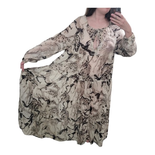 Stella McCartney Kayln Horse Printed Tiered Silk Maxi Dress Abstract Size L - 第 7/14 張圖片
