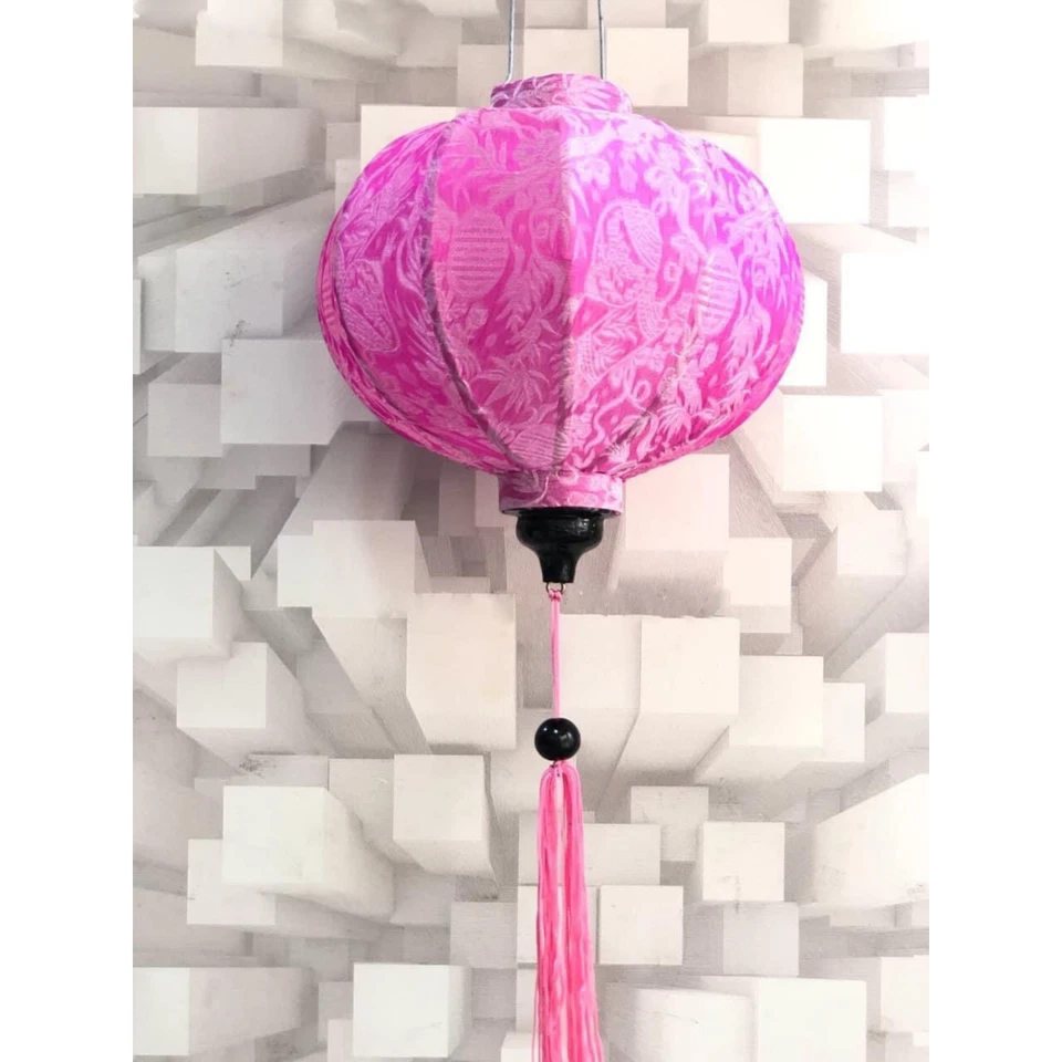 Linterna de seda de 12 pulgadas de bambú asiático pantalla decoración de boda, colgante oriental Foto 2 de 4