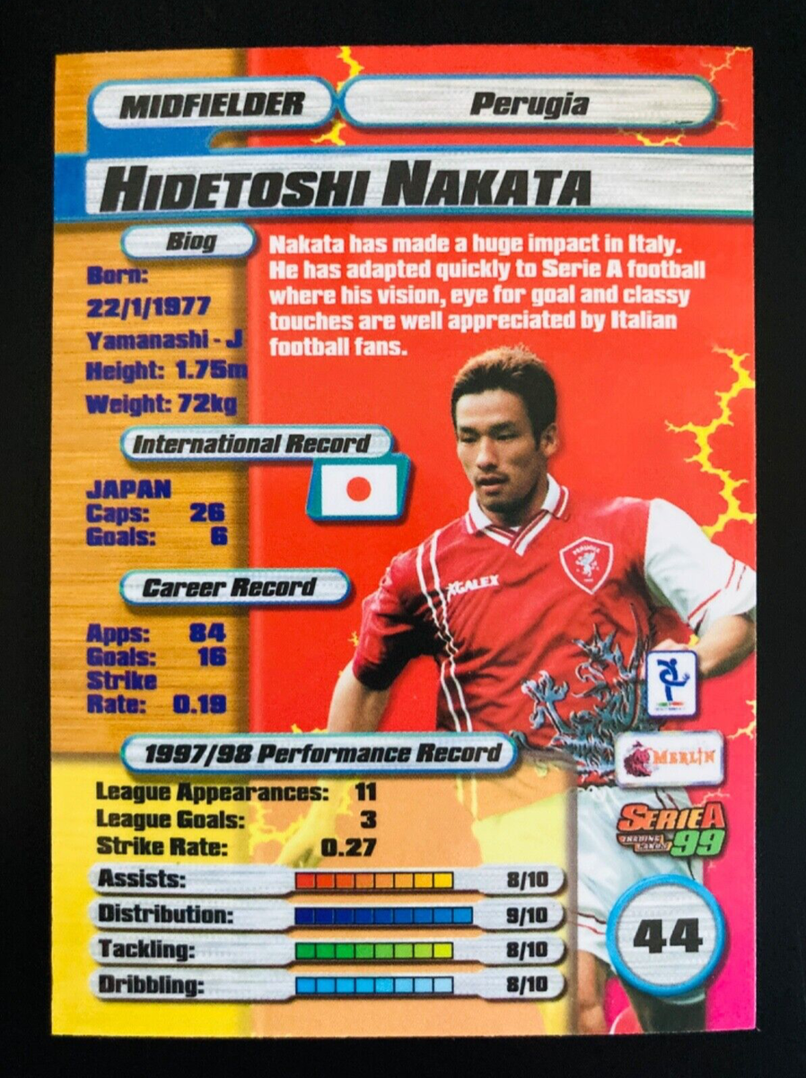 1998-99 Merlin Serie A 1999 # 44 Hidetoshi Nakata Perugia Gold
