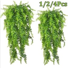 Artificial Ferns Rattan Fake Hanging Plant Boston Fern Vine Indoor Outdoor Decor