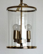 Fischer-Honsel  Messing Glas Hollampe, Laterne, Eingangslampe, Lüster 3 Flammig