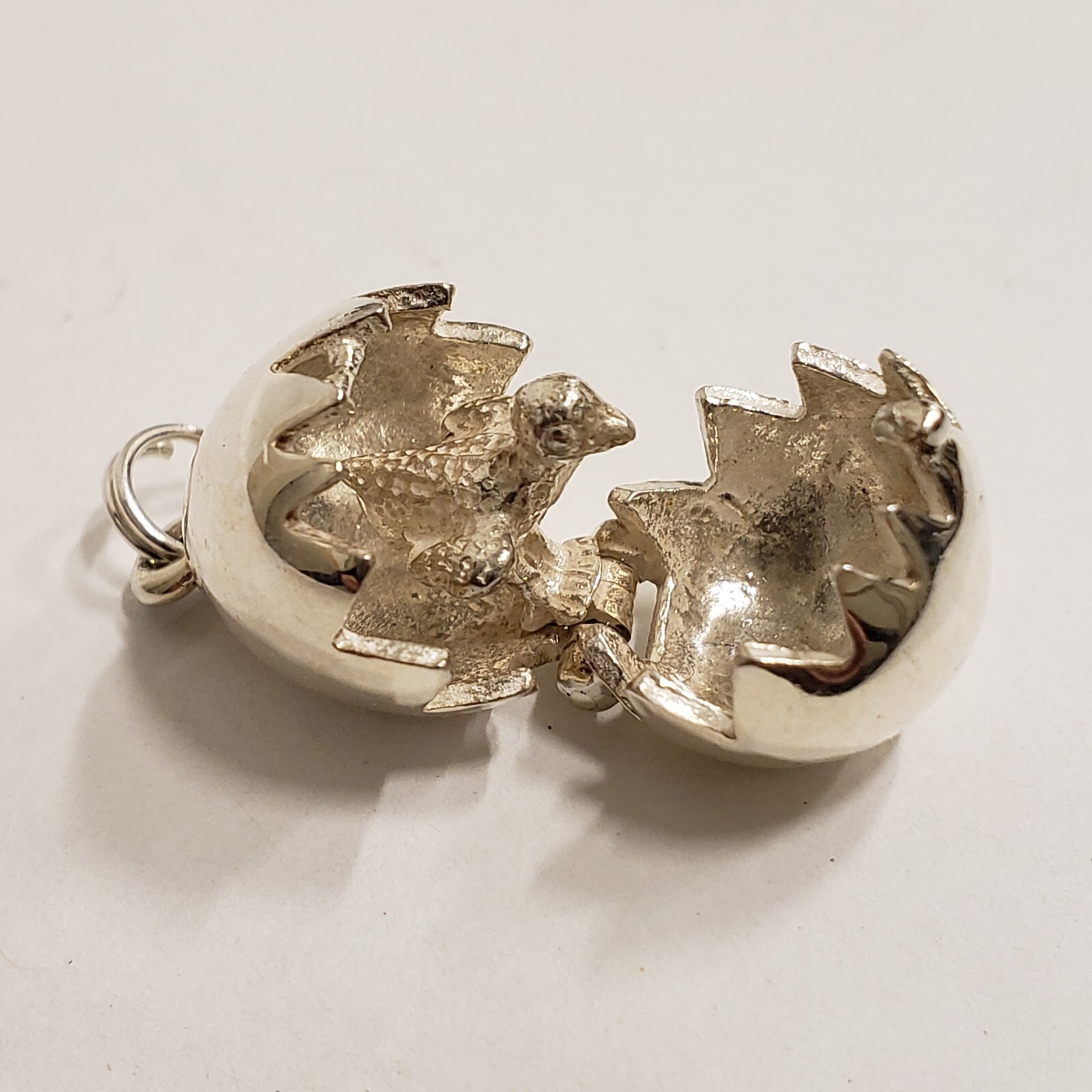 Sterling Silver Hinged Easter Egg Movable Baby Ch… - image 5