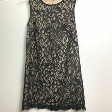 ANN TAYLOR LOFT Black Lace Sleeveless Shift Dress Work or Party LBD 