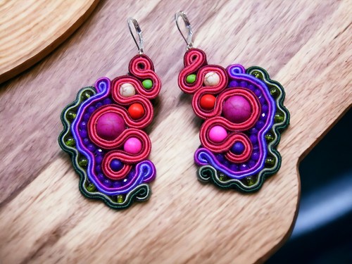 Ohrringe Technik soutache Kunsthandwerk - Bild 2 von 9