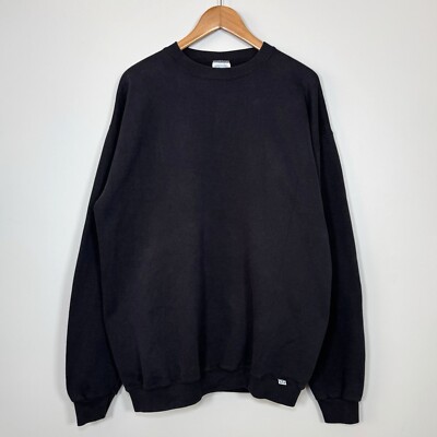 Vintage Discus Athletic Blank Crew Neck Sweatshirt Black Basic XLT 90s Pullover