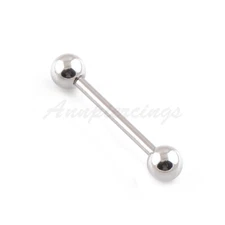 1&more 14G All Size 5mm Ball 316L Steel Straight Tongue Barbells Nipple Ring