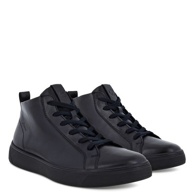 HERE MEN'S LEATHER REMOVABLE PLANTAR LACE UP HIGH BOOT BLACK