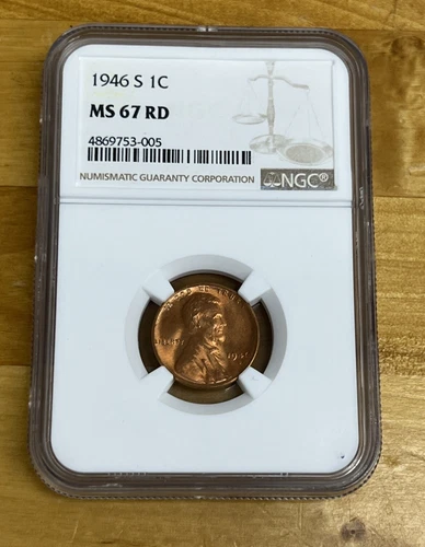 1946-S Lincoln Wheat Cent 1c - NGC GRADED MS67 RD