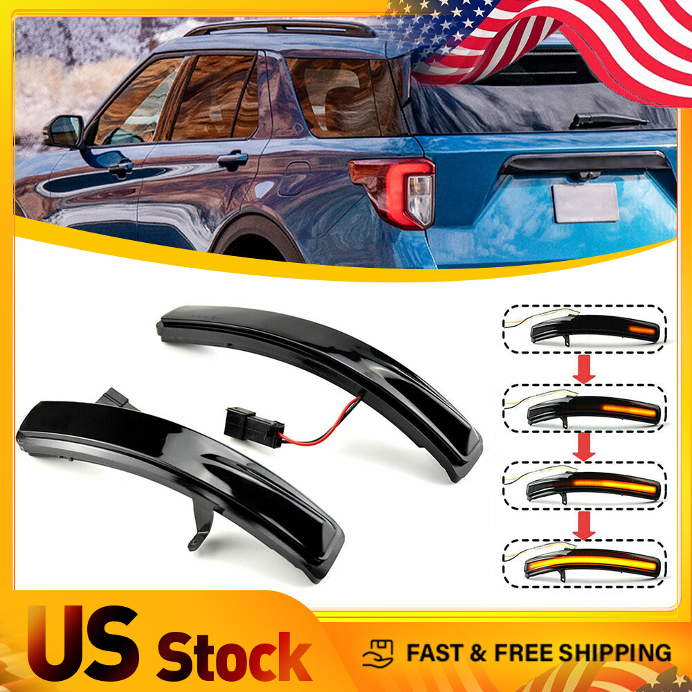 housing smoked LED Side Mirror Light Lamp for Fit Ford 2011-2019 Explorer IP67