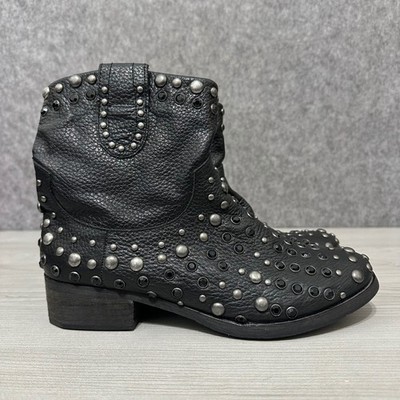 MIA Limited Edition Buulet Studded Black Leather Ankle Boots Womens Size 8