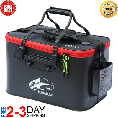 #ad Fishing Bucket Foldable Portable EVA Live Well Fresh Fish Bait Tank 6 Gallon $33.99