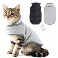 Reversible Cat Clothes For Winter Fleece Warm Pet Jacket For Small Medium Dogs C