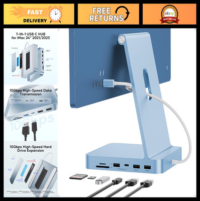 USB C Hub Adapter for iMac 24'' 2021/2023/2024, 10Gbps USB Hub with SD/TF Slots,