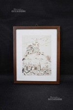 Quadretto Dipinto A China Raffigurante Un Castello Dimensioni 23x19 Cm