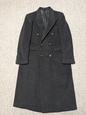 vintage USA made OVERCOAT double breasted 44 charcoal WOOL matted mohair flannel