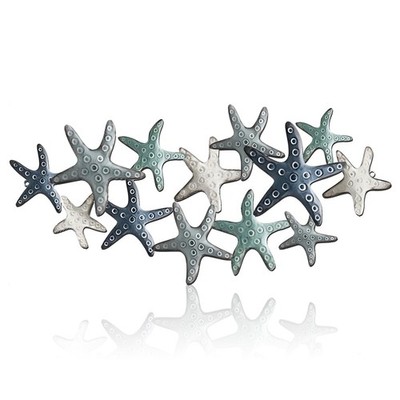 Metal Beach Wall Decor Flat 15.8 inch Hanging Starfish Metal Sculpture Printe...